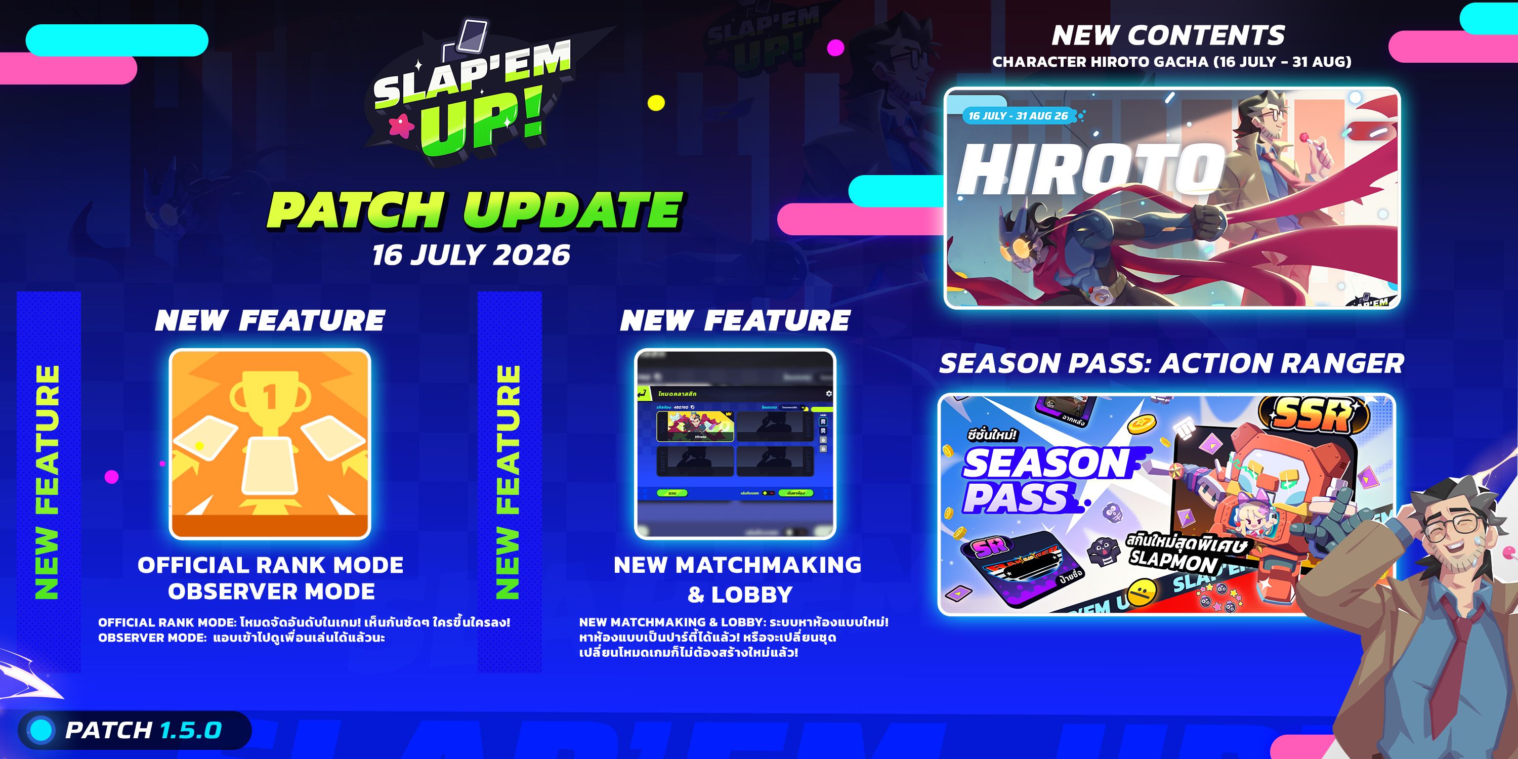 Slap 'em UP! Patch 1.5.0 Introduces Hiroto, Ranked Mode, and a Brand-New Lobby System